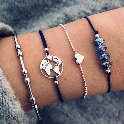 Bead Chain Bracelet and Anklet Set for Women ,gemvire