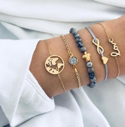 Bead Chain Bracelet and Anklet Set for Women ,gemvire