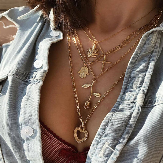 Vintage Gold Love Pendant Necklace for Women, gemvire