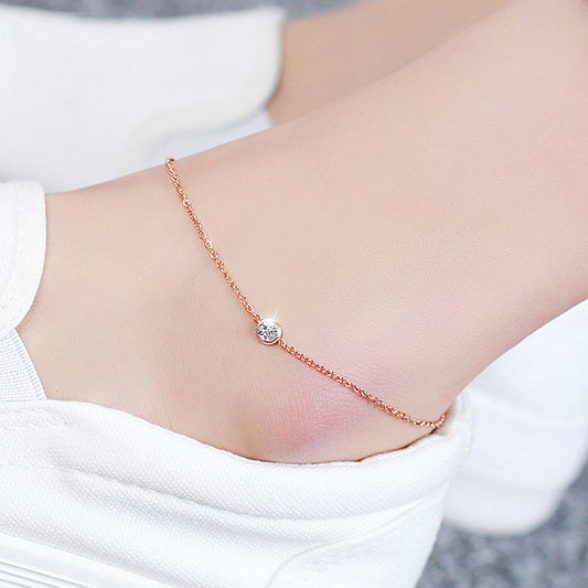 Stainless Steel Chain Anklet for Women  Cubic Zircon Jewelry, gemvire