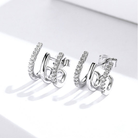 Three-Layer Silver Earrings for Women  Elegant Drop Jewelry, gemvire