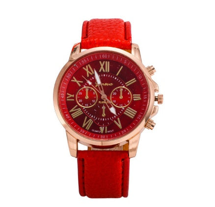 Retro Geneva Three Eye Quartz Couple Watch for Men and Women, gemvire