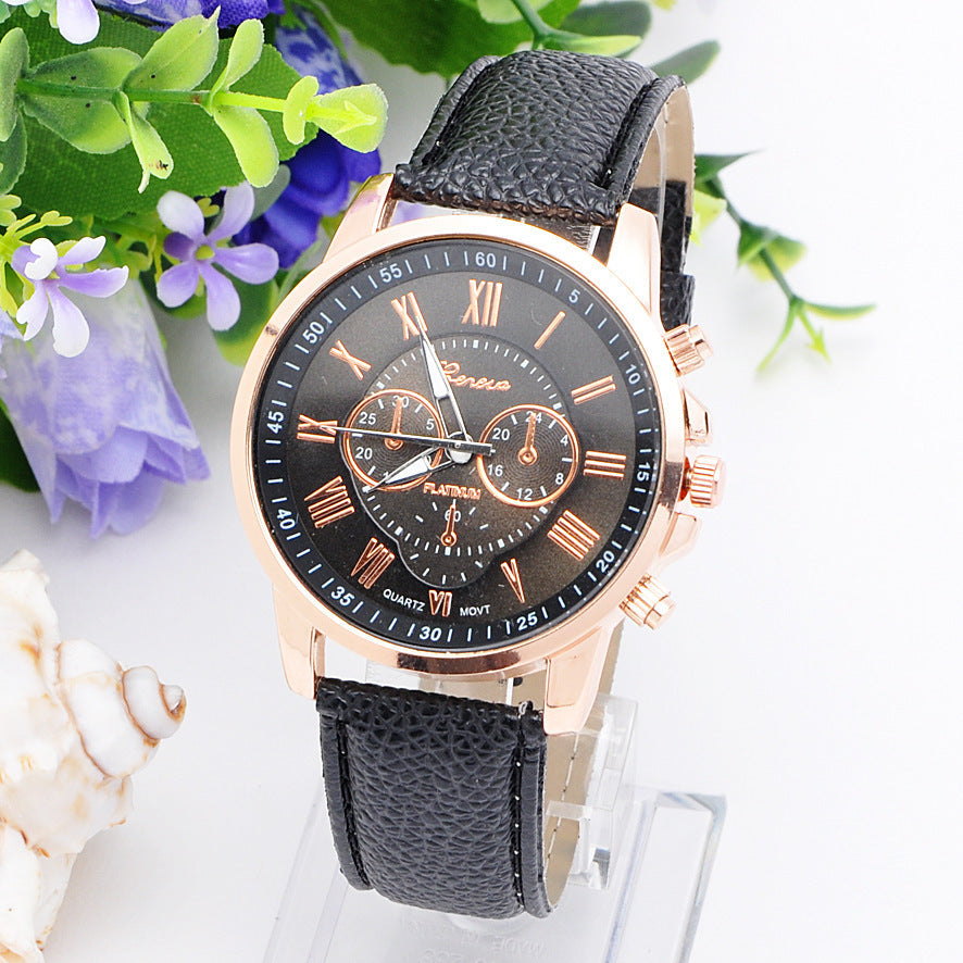 Retro Geneva Three Eye Quartz Couple Watch for Men and Women, gemvire