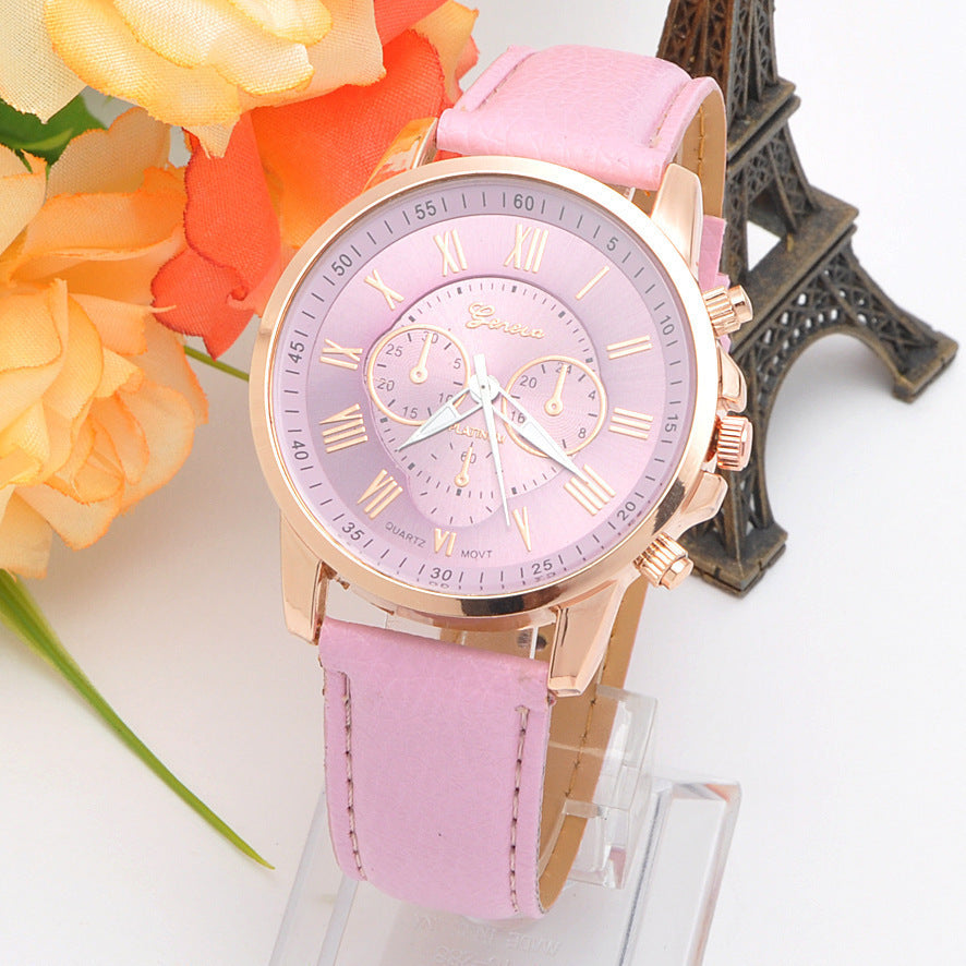 Retro Geneva Three Eye Quartz Couple Watch for Men and Women, gemvire