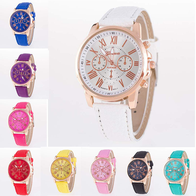 Retro Geneva Three Eye Quartz Couple Watch for Men and Women, gemvire