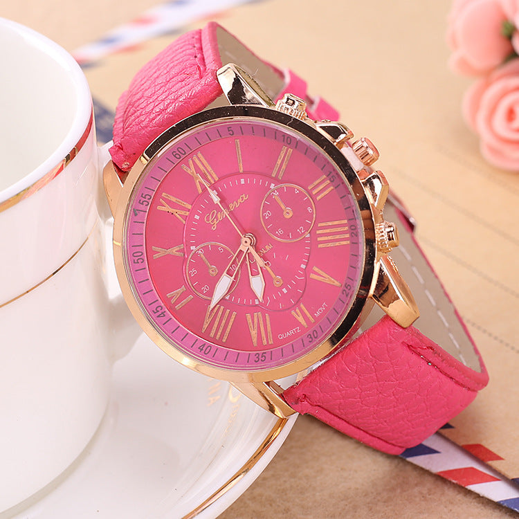 Retro Geneva Three Eye Quartz Couple Watch for Men and Women, gemvire