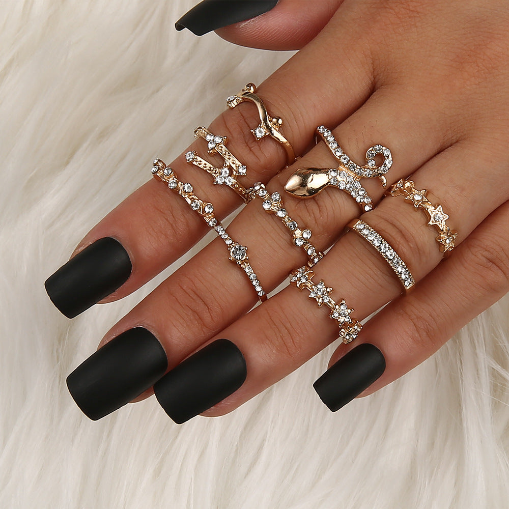 6PC Leaf Crown Geometric Stacking Ring Set for Women, gemvire
