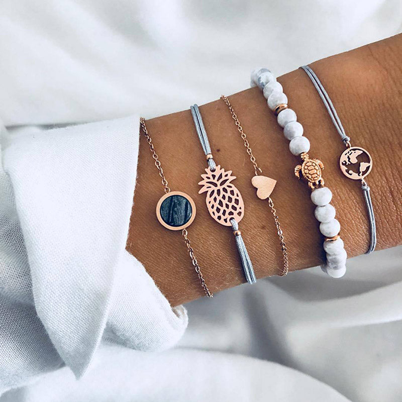 Bead Chain Bracelet and Anklet Set for Women ,gemvire