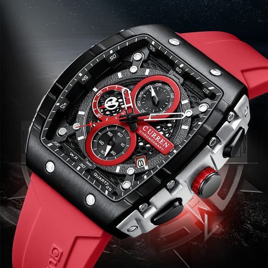 Men’s Quartz Analog Watch Stainless Steel Multi-Function Watch, gemvire