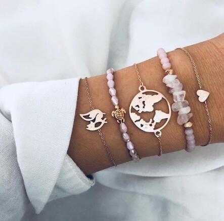 Bead Chain Bracelet and Anklet Set for Women ,gemvire