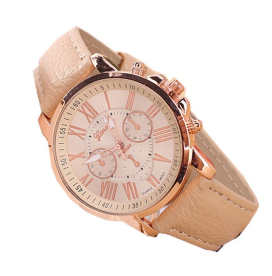 Retro Geneva Three Eye Quartz Couple Watch for Men and Women, gemvire