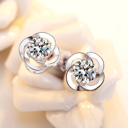 Sterling Silver Clover Earrings for Women Lucky Stud Jewelry, gemvire