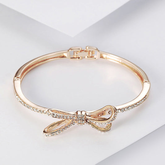 Diamond Bow Rose Gold Bracelet for Women, gemvire