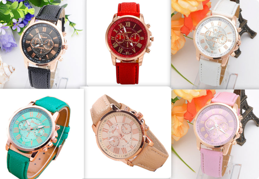 Retro Geneva Three Eye Quartz Couple Watch for Men and Women, gemvire