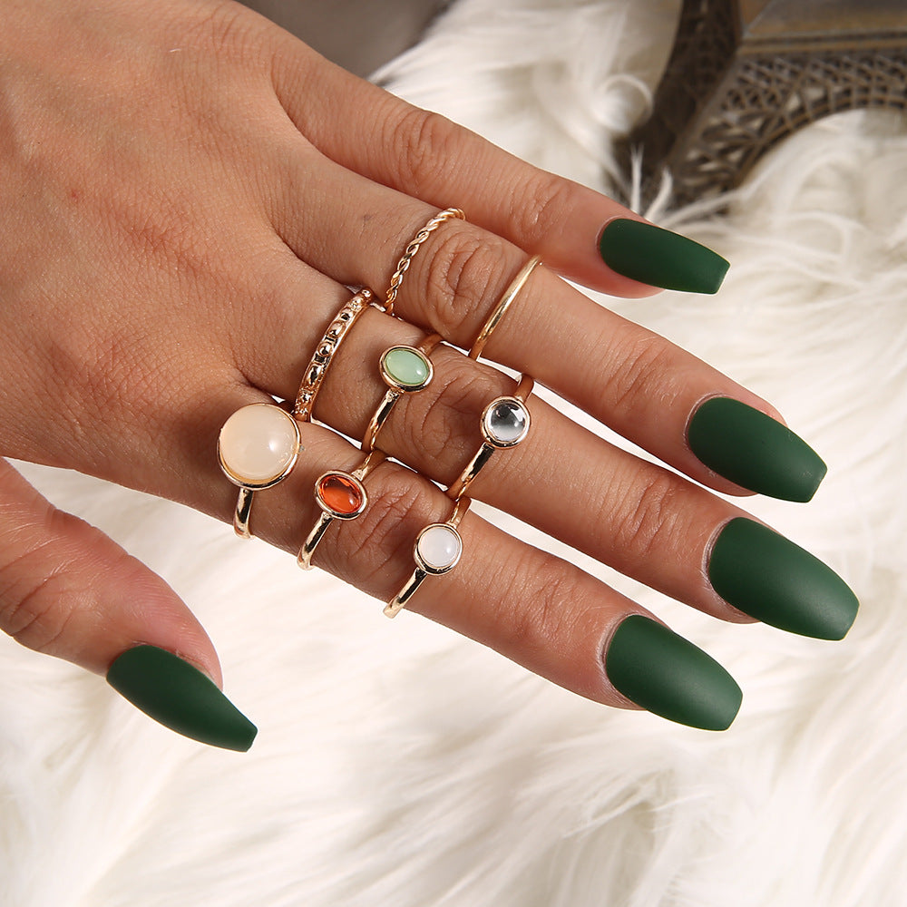 6PC Leaf Crown Geometric Stacking Ring Set for Women, gemvire