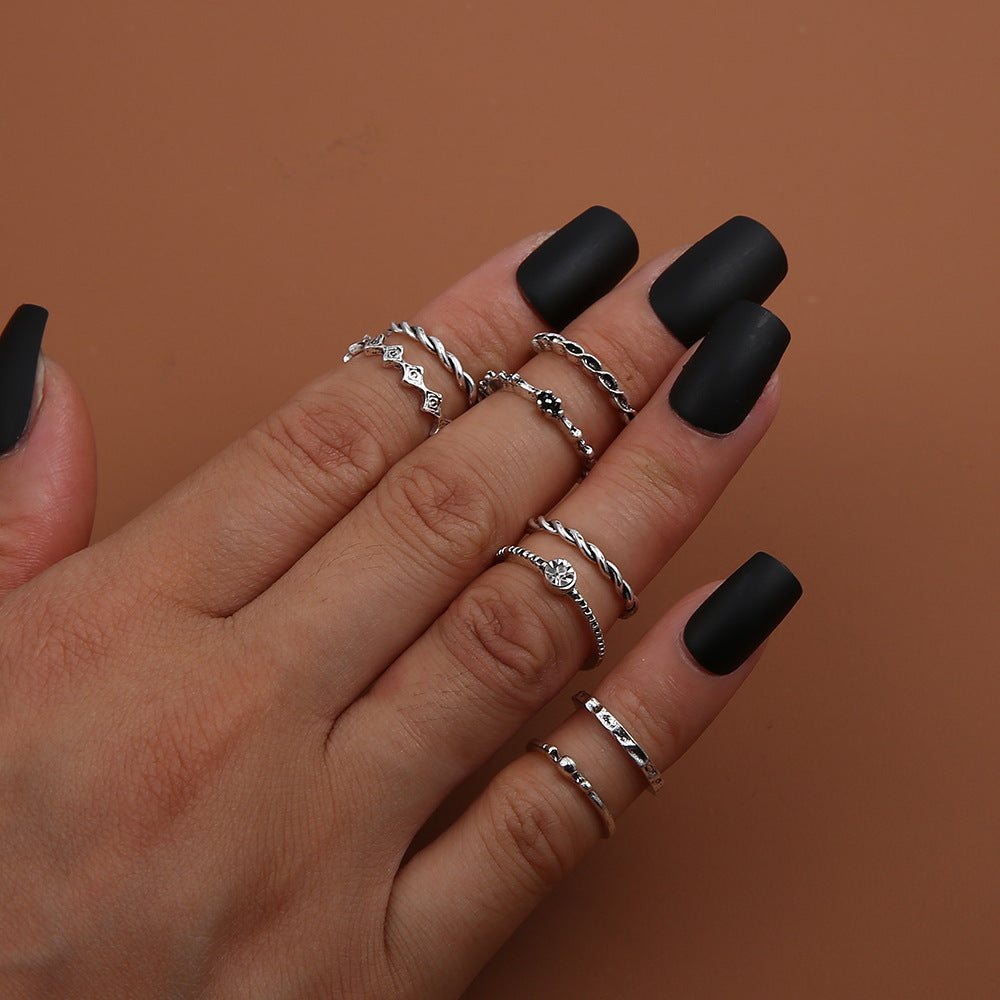 6PC Leaf Crown Geometric Stacking Ring Set for Women, gemvire